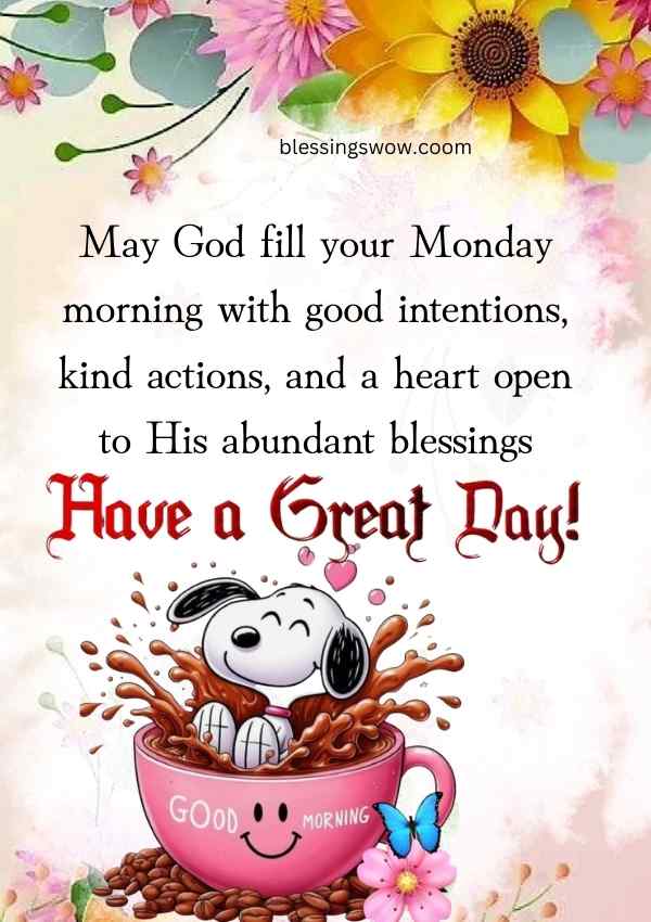 Good morning prayer for Monday with flowers background